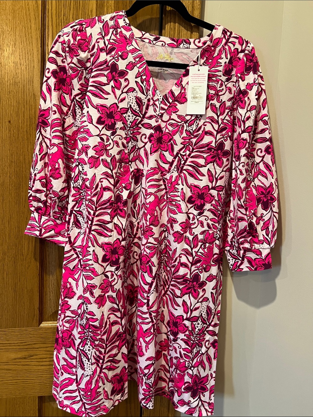 Lilly Pulitzer Cass Pink Floral V-Neck Tunic Dress